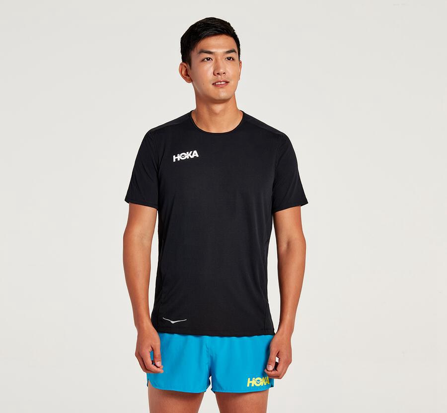 Hoka One One Top Herre - Performance Kort Sleeve - Sort - 196504XGI